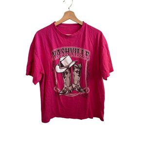 Rebellious One Nashville Pink Graphic T-Shirt Women's Size XL Western Design